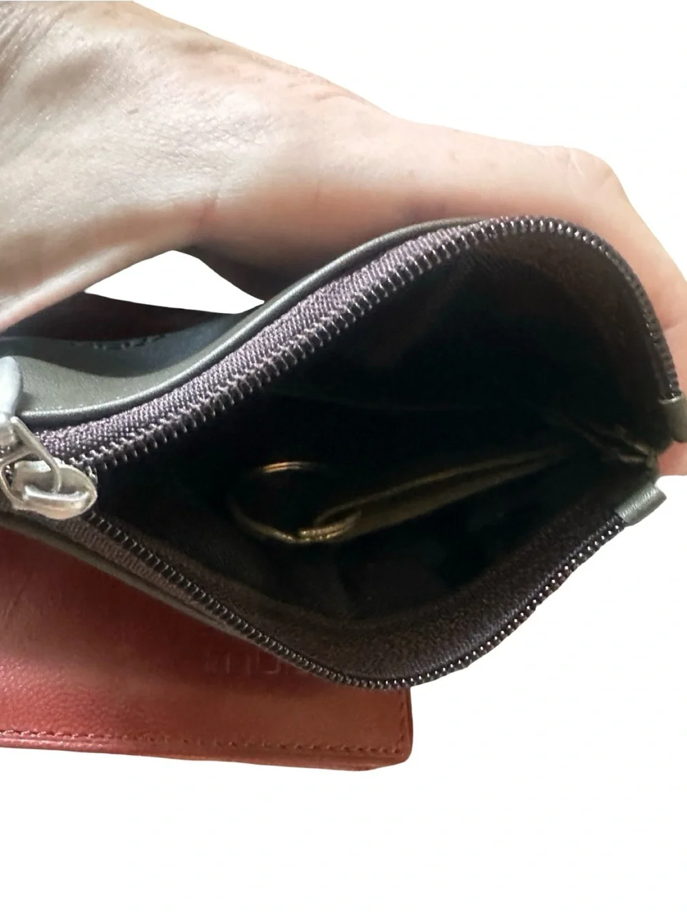 Moda Two-Piece Leather Wallet Set in Brown and Rust